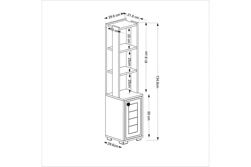 ANAYURT Bokhylla 29,6x21,6 cm Vit/Svart - Bokhylla