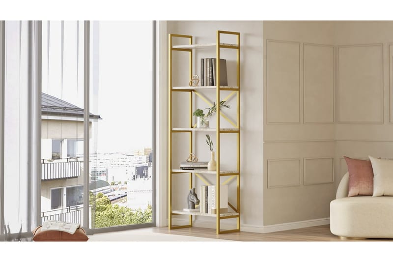 Aobrey Bokhylla 58 cm - Marmor/Guld - Förvaring - Hyllor - Bokhylla