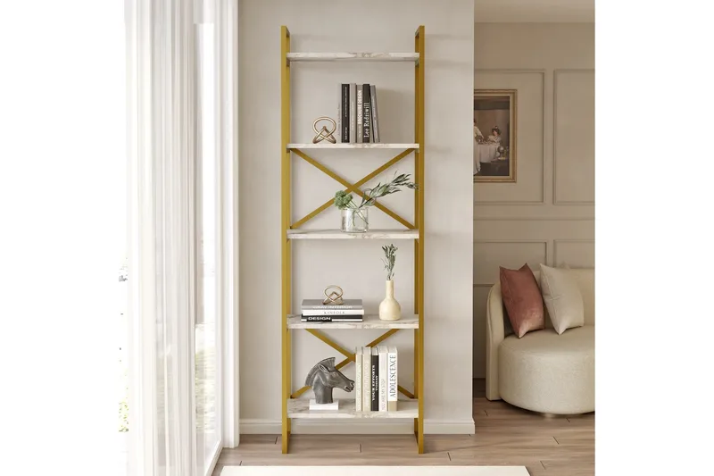 Aobrey Bokhylla 58 cm - Marmor/Guld - Förvaring - Hyllor - Bokhylla