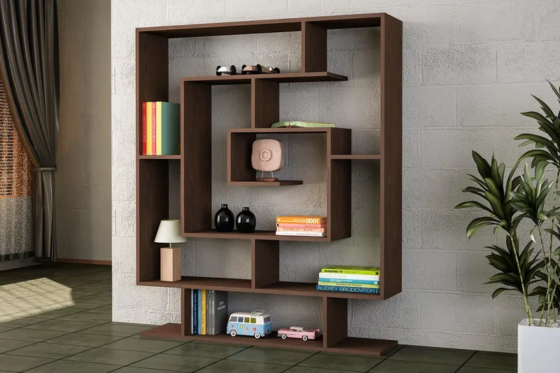 Asillane Bokhylla Labyrint - Valnöt - Förvaring - Hyllor - Bokhylla