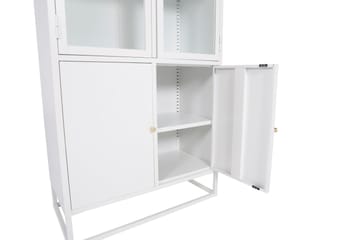 Bakal Bokhylla med Dörrar 80 cm i Glas och Metall - Vit - Förvaring - Hyllor - Bokhylla