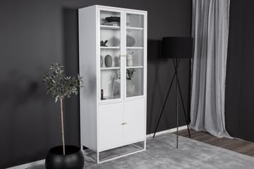 Bakal Bokhylla med Dörrar 80 cm i Glas och Metall - Vit - Förvaring - Hyllor - Bokhylla