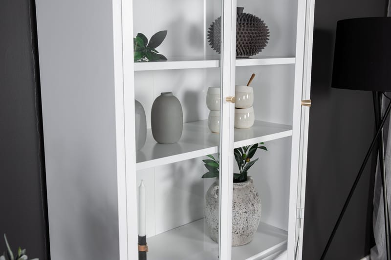 Bakal Bokhylla med Dörrar 80 cm i Glas och Metall - Vit - Förvaring - Hyllor - Bokhylla