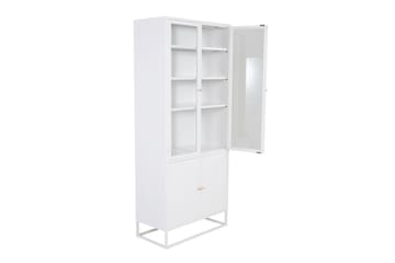 Bakal Bokhylla med Dörrar 80 cm i Glas och Metall - Vit - Förvaring - Hyllor - Bokhylla