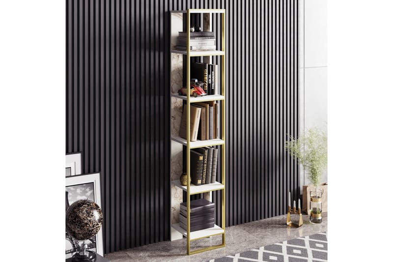 Bascle Bokhylla 31 cm i Trä med Metallram - Vit - Förvaring - Hyllor - Bokhylla