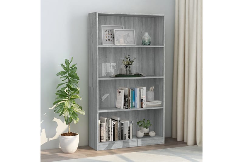 beBasic Bokhylla 4 hyllor Grå Sonoma 80x24x142 cm konstruerat trä - Förvaring - Hyllor - Bokhylla