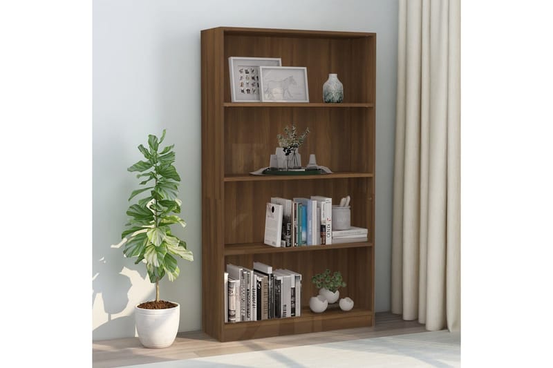 beBasic Bokhylla 4 hyllor rökfärgad Brun ek 80x24x142cm konstruerat trä - Förvaring - Hyllor - Bokhylla