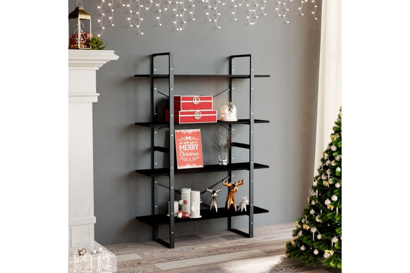 beBasic Bokhylla 4 hyllplan svart 100x30x140 cm massiv furu - Förvaring - Hyllor - Bokhylla