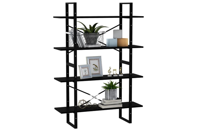 beBasic Bokhylla 4 hyllplan svart 100x30x140 cm massiv furu - Förvaring - Hyllor - Bokhylla