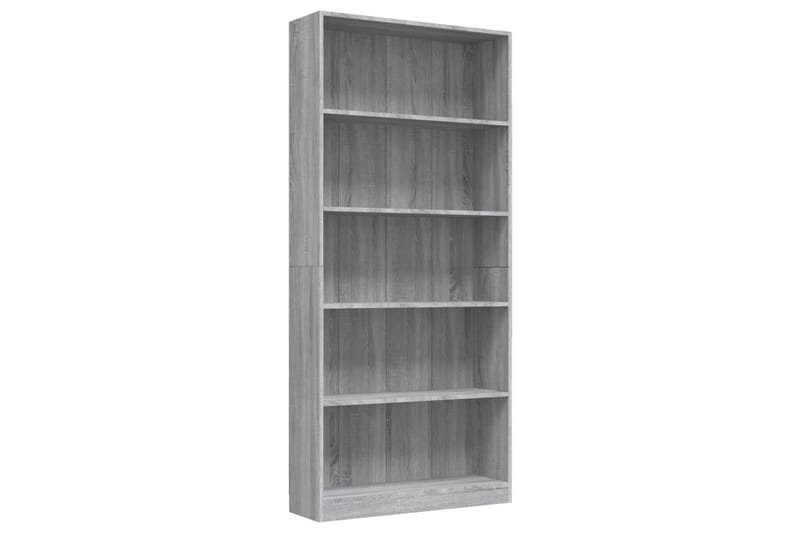 beBasic Bokhylla 5 hyllor grå sonoma 80x24x175 cm konstruerat trä - Förvaring - Hyllor - Bokhylla