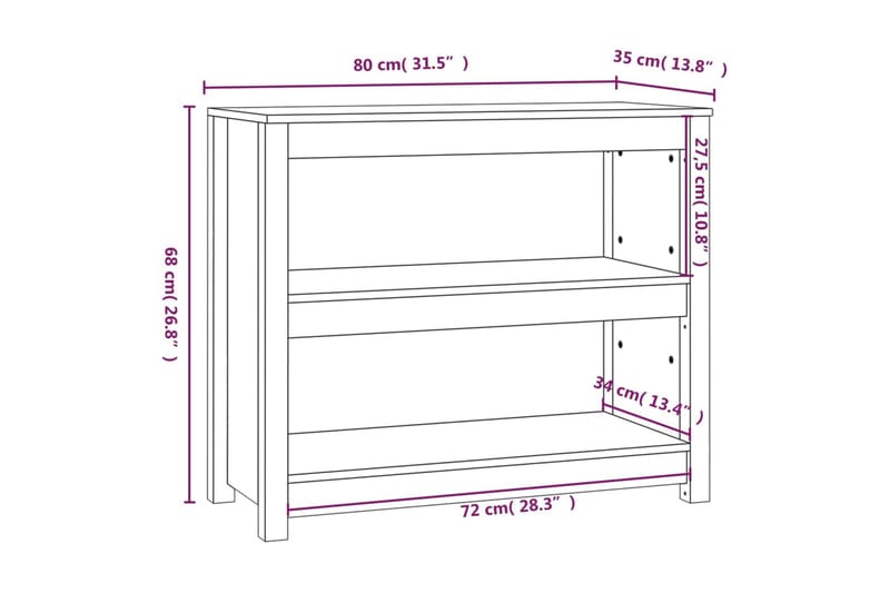 beBasic Bokhylla 80x35x68 cm massiv furu - Förvaring - Hyllor - Bokhylla