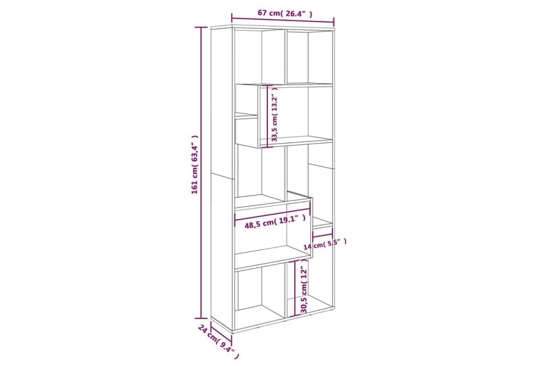 beBasic Bokhylla brun ek 67x24x161 cm konstruerat trä - Förvaring - Hyllor - Bokhylla