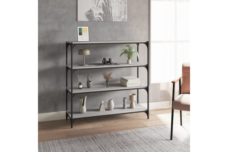 beBasic Bokhylla grå sonoma 100x33x100 cm konstruerat trä och stål - Förvaring - Hyllor - Bokhylla