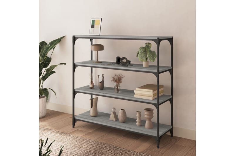beBasic Bokhylla grå sonoma 100x33x100 cm konstruerat trä och stål - Förvaring - Hyllor - Bokhylla