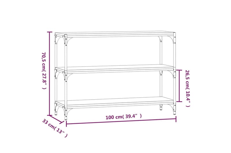 beBasic Bokhylla grå sonoma 100x33x70,5 cm konstruerat trä och stål - Förvaring - Hyllor - Bokhylla