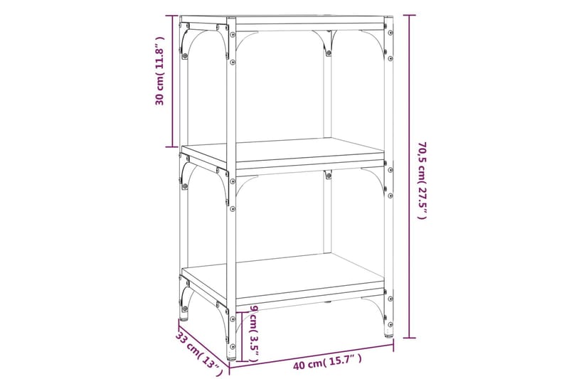 beBasic Bokhylla grå sonoma 40x33x70,5 cm konstruerat trä och stål - Förvaring - Hyllor - Bokhylla