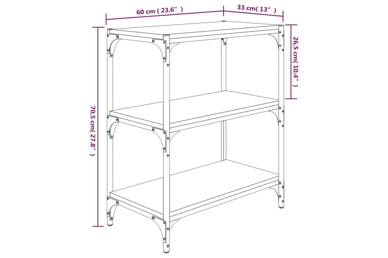 beBasic Bokhylla grå sonoma 60x33x70,5 cm konstruerat trä och stål - Förvaring - Hyllor - Bokhylla