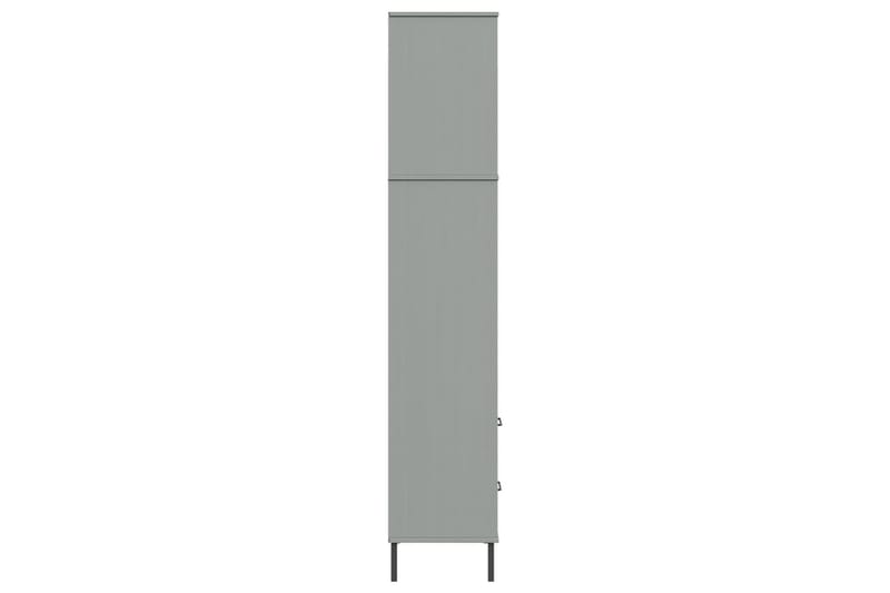 beBasic Bokhylla med 2 lådor OSLO grå 60x35x180 cm massivt trä - Förvaring - Hyllor - Bokhylla