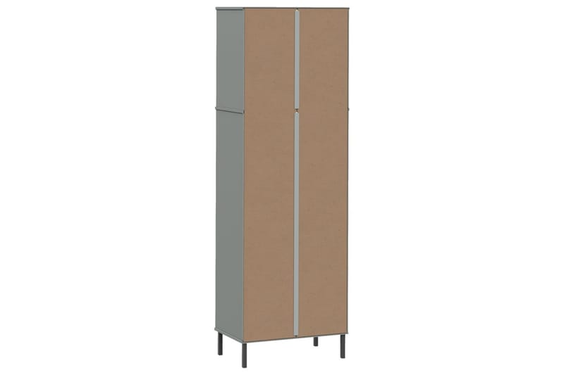 beBasic Bokhylla med 2 lådor OSLO grå 60x35x180 cm massivt trä - Förvaring - Hyllor - Bokhylla