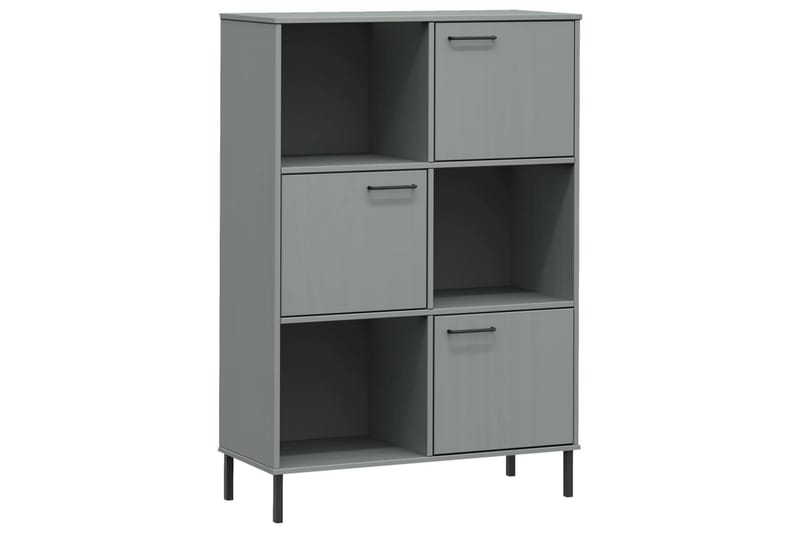 beBasic Bokhylla med metallben OSLO grå 90x35x128,5 cm massivt trä - Förvaring - Hyllor - Bokhylla