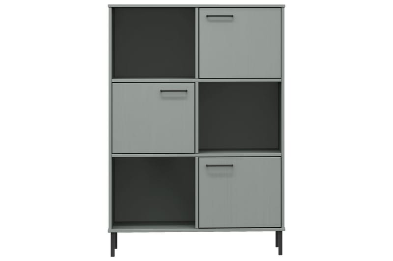 beBasic Bokhylla med metallben OSLO grå 90x35x128,5 cm massivt trä - Förvaring - Hyllor - Bokhylla