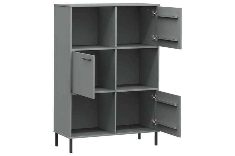 beBasic Bokhylla med metallben OSLO grå 90x35x128,5 cm massivt trä - Förvaring - Hyllor - Bokhylla
