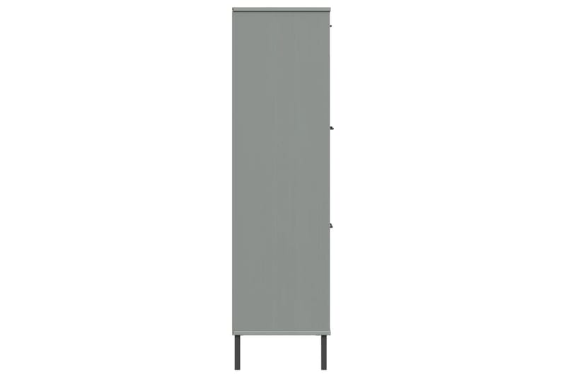 beBasic Bokhylla med metallben OSLO grå 90x35x128,5 cm massivt trä - Förvaring - Hyllor - Bokhylla
