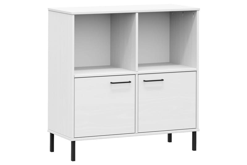 beBasic Bokhylla med metallben OSLO vit 90x35x90,5 cm massivt trä - Förvaring - Hyllor - Bokhylla