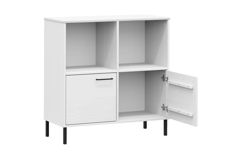 beBasic Bokhylla med metallben OSLO vit 90x35x90,5 cm massivt trä - Förvaring - Hyllor - Bokhylla