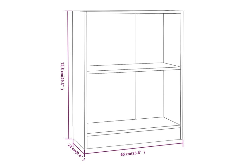 beBasic Bokhylla rökfärgad ek 60x24x74,5 cm konstruerat trä - Bokhylla