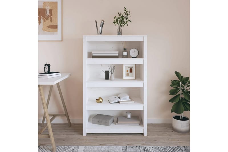 beBasic Bokhylla vit 80x35x126 cm massiv furu - Förvaring - Hyllor - Bokhylla