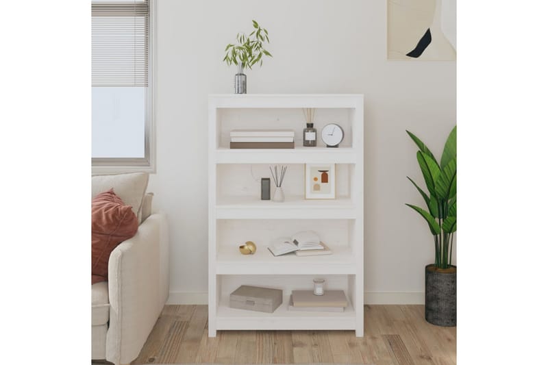 beBasic Bokhylla vit 80x35x126 cm massiv furu - Förvaring - Hyllor - Bokhylla