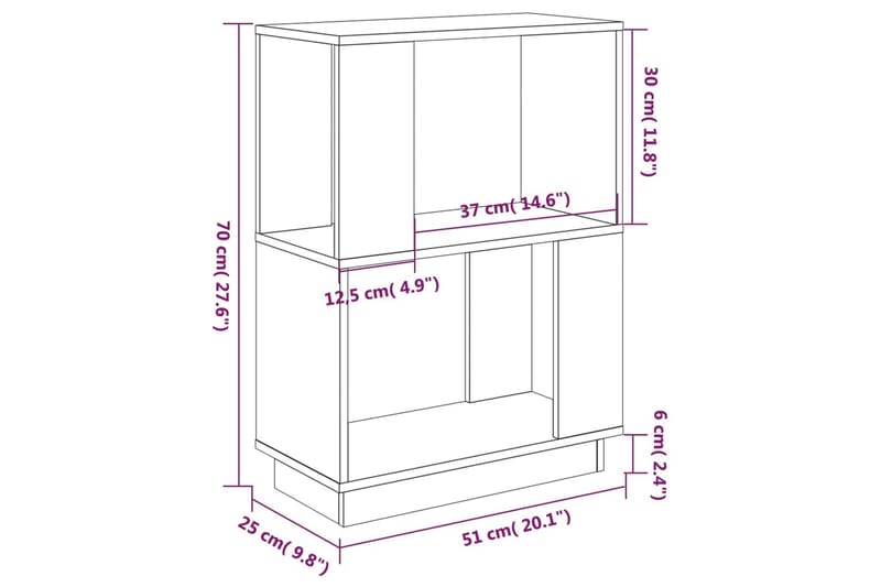 beBasic Bokhylla/rumsavdelare 51x25x70 cm massiv furu - Förvaring - Hyllor - Bokhylla