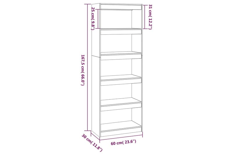 beBasic Bokhylla/rumsavdelare 60x30x167,5 cm massiv furu - Förvaring - Hyllor - Bokhylla