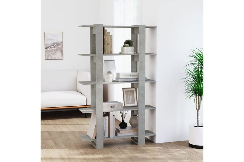 beBasic Bokhylla/rumsavdelare betonggrå 100x30x160 cm - Förvaring - Hyllor - Bokhylla