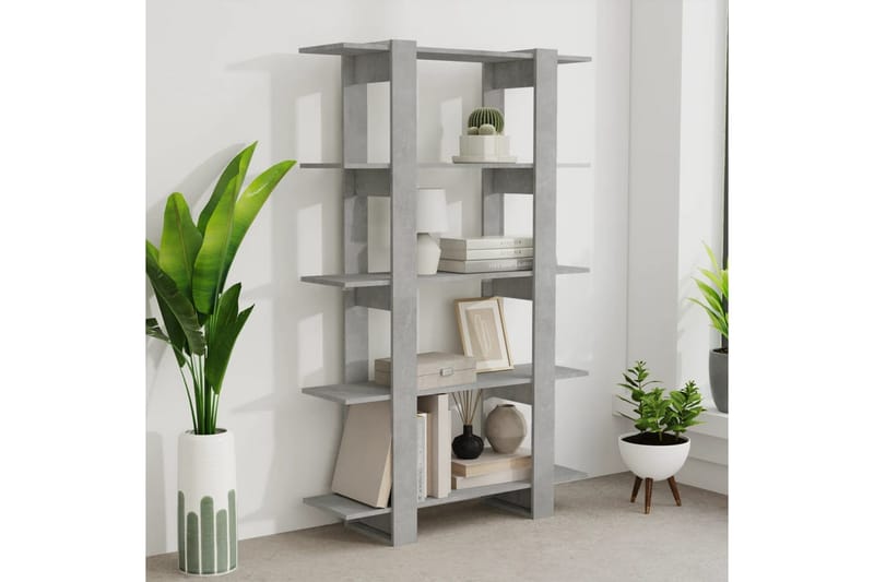 beBasic Bokhylla/rumsavdelare betonggrå 100x30x160 cm - Förvaring - Hyllor - Bokhylla