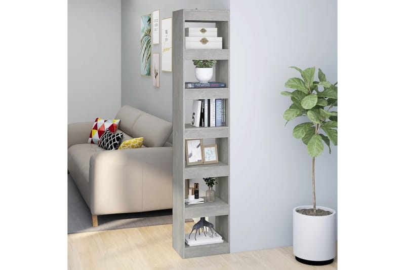 beBasic Bokhylla/Rumsavdelare betonggrå 40x30x198 cm - Förvaring - Hyllor - Bokhylla