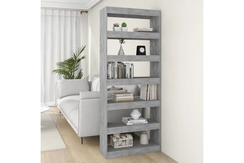beBasic Bokhylla/Rumsavdelare betonggrå 80x30x198 cm konstruerat trä - Förvaring - Hyllor - Bokhylla