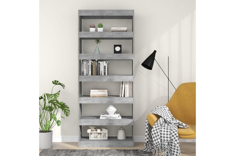 beBasic Bokhylla/Rumsavdelare betonggrå 80x30x198 cm konstruerat trä - Förvaring - Hyllor - Bokhylla