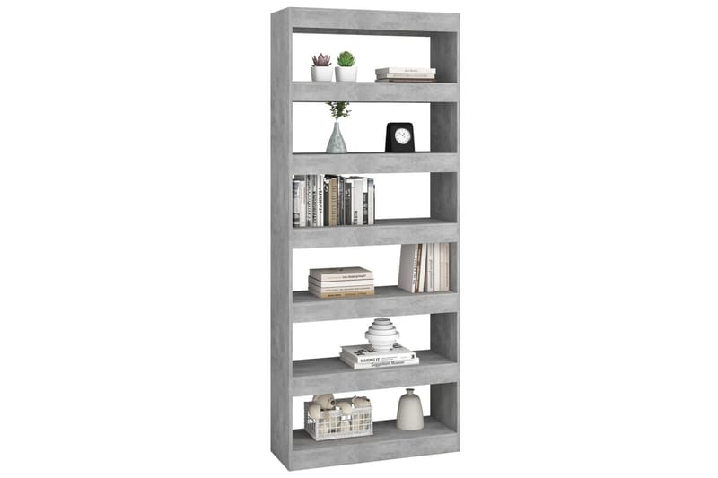 beBasic Bokhylla/Rumsavdelare betonggrå 80x30x198 cm konstruerat trä - Förvaring - Hyllor - Bokhylla