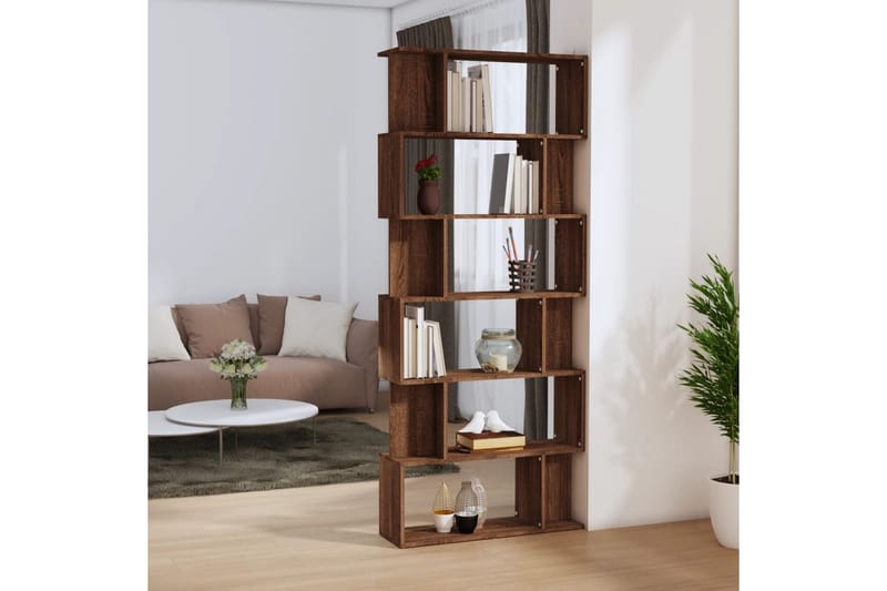 beBasic Bokhylla/Rumsavdelare Brun ek 80x24x192 cm konstruerat trä - Förvaring - Hyllor - Bokhylla