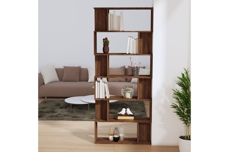beBasic Bokhylla/Rumsavdelare Brun ek 80x24x192 cm konstruerat trä - Förvaring - Hyllor - Bokhylla