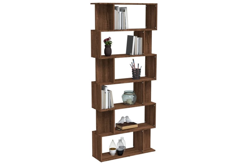 beBasic Bokhylla/Rumsavdelare Brun ek 80x24x192 cm konstruerat trä - Förvaring - Hyllor - Bokhylla