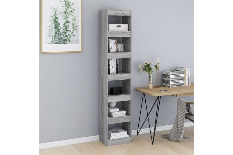 beBasic Bokhylla/Rumsavdelare grå sonoma-ek 40x30x198 cm - Förvaring - Hyllor - Bokhylla