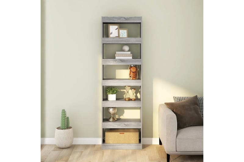 beBasic Bokhylla/Rumsavdelare grå sonoma-ek 60x30x198 cm - Förvaring - Hyllor - Bokhylla