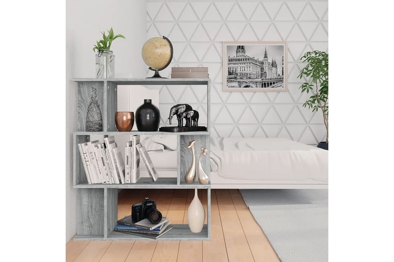 beBasic Bokhylla/Rumsavdelare grå sonoma-ek 80x24x96 cm - Förvaring - Hyllor - Bokhylla