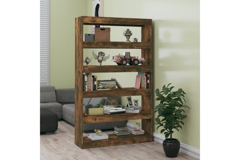 beBasic Bokhylla/Rumsavdelare rökfärgad ek 100x30x166 cm - Förvaring - Hyllor - Bokhylla