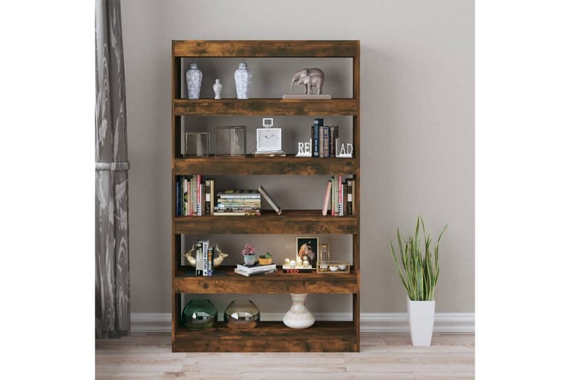 beBasic Bokhylla/Rumsavdelare rökfärgad ek 100x30x166 cm - Förvaring - Hyllor - Bokhylla
