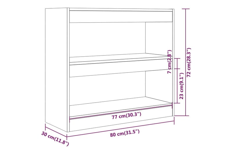 beBasic Bokhylla/rumsavdelare rökfärgad ek80x30x72 cm - Förvaring - Hyllor - Bokhylla