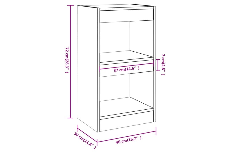 beBasic Bokhylla/rumsavdelare sonoma-ek 40x30x72 cm - Bokhylla